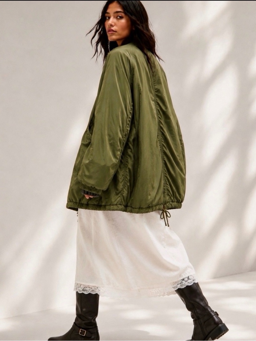 FREE PEOPLE Wayfarer Green Cocoon Bomber Jacket Size S - Picture 6 of 11